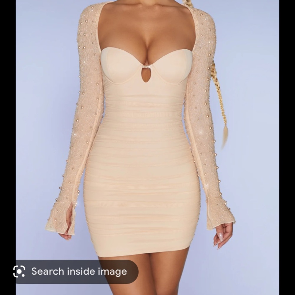 oh polly beige nude dress